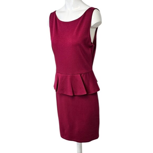 Alice + Olivia Peplum Bodycon V-Back Dress, Lined, Zip Up, Stretch, Party,Size 8 - Picture 5 of 7